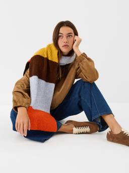 Accessorize London - Women's Brights Multi Bright Stripe Rib Knit Scarf