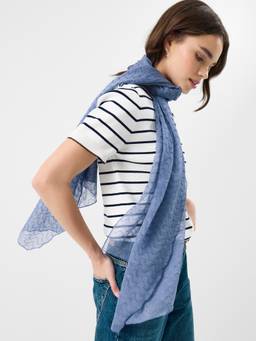 Accessorize London - Women's Blue Lightweight Wave Stitch Scarf