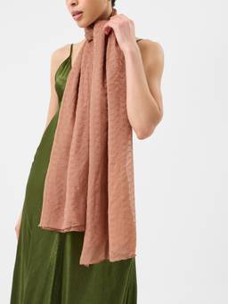 Accessorize London - Women's Pale Peach Lightweight Wave Stitch Scarf