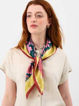 Accessorize London - Women's Brights Multi Tropical Print Square Satin Scarf