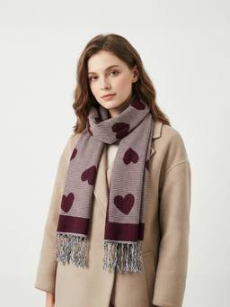 Accessorize London - Women's Soul Heart Burgundy Scarf