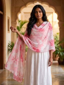 ToniQ - Women Sunset Pink Floral Printed Scarf