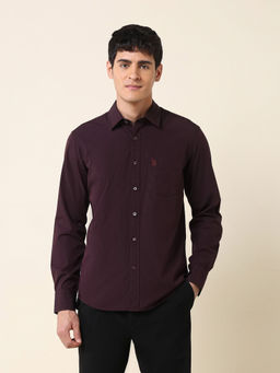U.S. POLO ASSN. - Men Purple Tailored Fit Vertical Striped Shirt