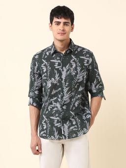 U.S. POLO ASSN. - Men Green Tropical Printed Tailored Fit Shirt
