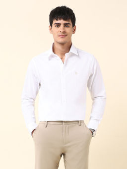 U.S. POLO ASSN. - Men White Tailored Fit Textured Shirt