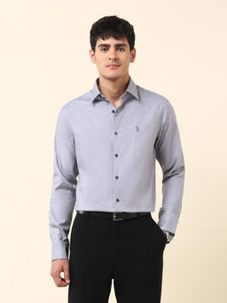 U.S. POLO ASSN. - Men Grey Tailored Fit Textured Shirt