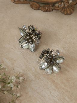 House of D'oro - Grey Shell Cocktail Stud Earrings