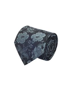CAZZANO - Microfiber Navy Blue Floral Tie