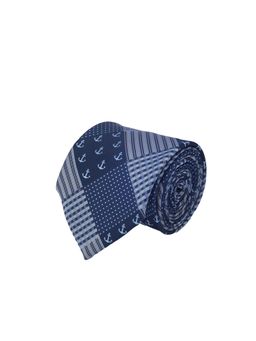 CAZZANO - Microfiber Blue Printed Tie with Pocket Square