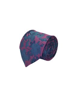CAZZANO - Microfiber Purple Floral Tie with Pocket Square