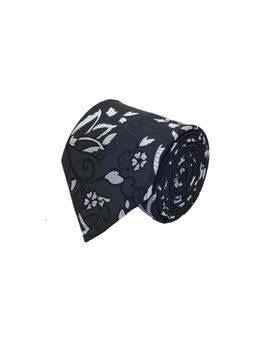 CAZZANO - Microfiber Black Printed Tie with Pocket Square