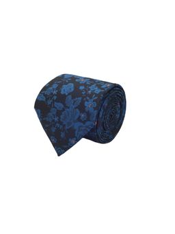 CAZZANO - Microfiber Blue Floral Tie with Pocket Square