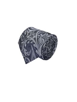 CAZZANO - Microfiber Grey Printed Tie with Pocket Square