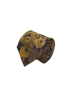 CAZZANO - Microfiber Green Floral Tie with Pocket Square