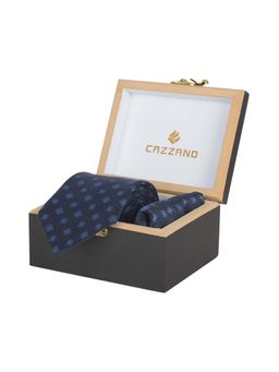 CAZZANO - Microfiber Blue Checks Tie with Pocket Square