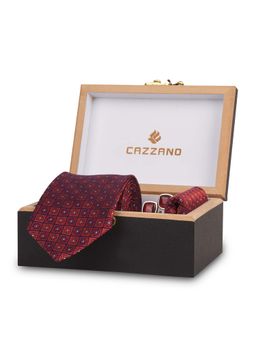 CAZZANO - Microfiber Multi-Color Geometric Tie with Pocket Square