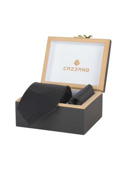 CAZZANO - Microfiber Black Polka Dots Tie with Pocket Square