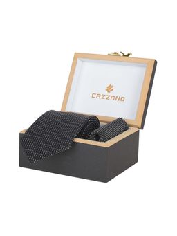 CAZZANO - Microfiber Black Polka Dots Tie with Pocket Square