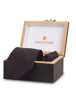 CAZZANO - Microfiber Black Polka Dots Tie with Pocket Square