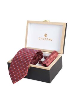 CAZZANO - Microfiber Multi-Color Printed Tie With Pocket Square & Cufflinks