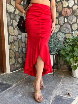 Tandul - Women Stunning Red Midi Skirt
