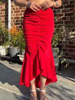 Tandul - Women Stunning Red Midi Skirt