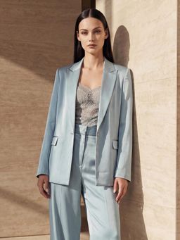 Arrow - Blue Single Breasted Satin Regular Fit Blazer