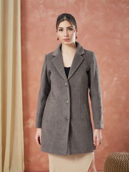 Latin Quarters - Women Grey Full Sleeves Solid Casual Wintercoat