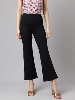 Latin Quarters - Women Black Solid High Rise Casual Trouser