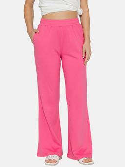 Bonjour - Pink Women Solid Relaxed Fit Flared Pants with Slant Pockets