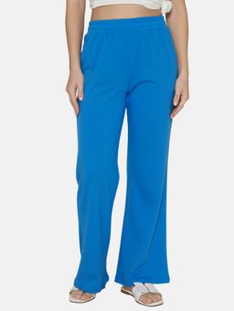 Bonjour - Blue Women Solid Relaxed Fit Flared Pants with Slant Pockets