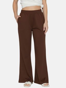 Bonjour - Brown Women Solid Relaxed Fit Flared Pants with Slant Pockets