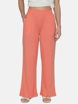 Bonjour - Coral Women Solid Relaxed Fit Flared Pants with Slant Pockets