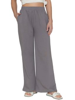 Bonjour - Grey Women Solid Relaxed Fit Flared Pants with Slant Pockets