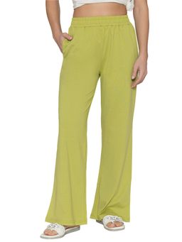Bonjour - Green Women Solid Relaxed Fit Flared Pants with Slant Pockets