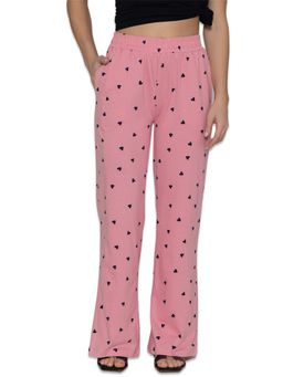 Bonjour - Pink Women Printed Relaxed Fit Flared Pants with Slant Pockets