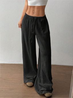 Outzidr - Black Low Waist Wide Leg Pant