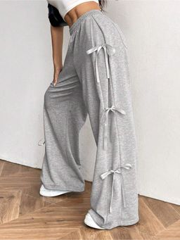 Outzidr - Grey Side Bow Detail Trackpant