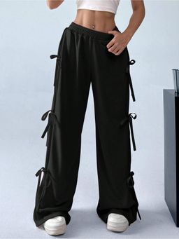 Outzidr - Black Side Bow Detail Trackpant