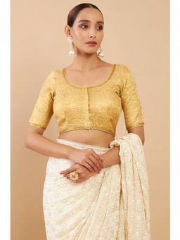 Soch - Gold Art Silk Blouse with Woven Floral Designs