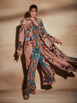 Nikita Mhaisalkar - Turquoise Tapis Sequin Trench Coat