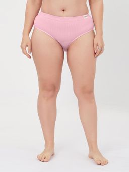 Zelena - Pink Solid Cotton Rib Maternity Hipster Brief