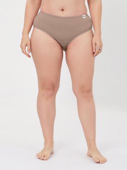 Zelena - Beige Solid Cotton Rib Maternity Hipster Brief