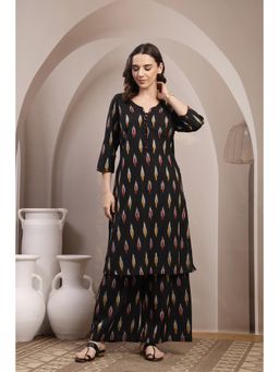 Zelena - Black Ikat Print Maternity Kurta Set