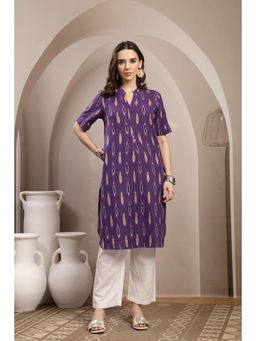 Zelena - Purple Ikat Print Maternity Kurta