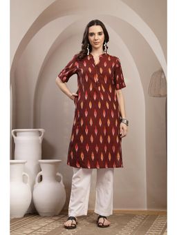 Zelena - Maroon Ikat Print Maternity Kurta