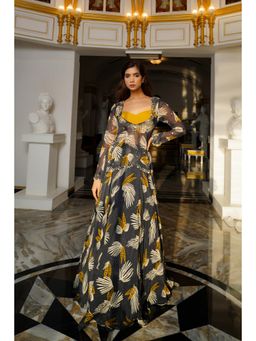 Ahi Clothing - Black Abstract Lehenga with Kurta with Bustier (Set of 3)