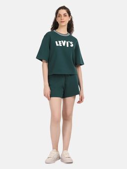 Levi's - Womens Brand Logo Green Crew Neck Co-Ord T-Shirt and Shorts (Set of 2)