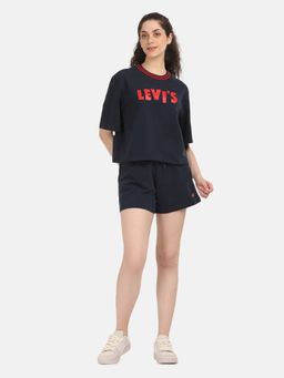 Levi's - Womens Brand Logo Navy Blue Crew Neck Co-Ord T-Shirt and Shorts (Set of 2)