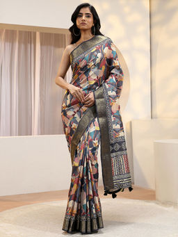 Libas - Multi-Color Zari Silk Blend Saree with Unstitched Blouse